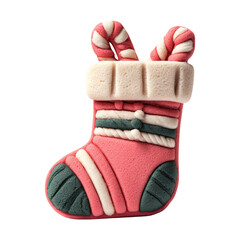 Isolated Christmas Stocking Cookie on Transparent Background