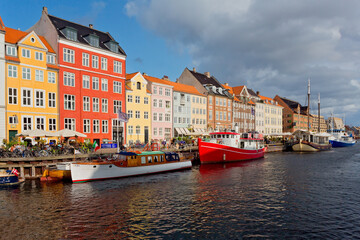 Panoramic view of Copenhagen Nyhavn, capital of Denmark