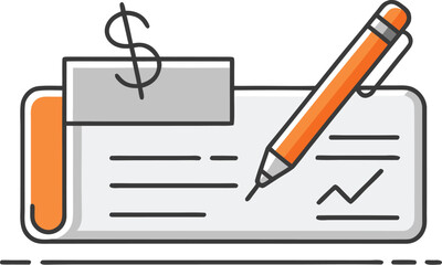 Writing a check with a pen, financial concept