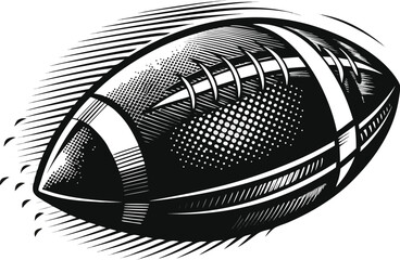 American football ball in motion, sport concept