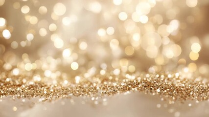 Twinkling golden bokeh set against a soft champagne and ivory backdrop, elegant celebration vibe, - Powered by Adobe