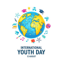 Global business and communication concept vector illustration showing a globe with a stylized map