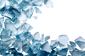 Shattered Blue Glass Fragments Isolated Background