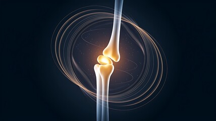 Glowing human knee joint with medical aura