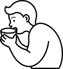 illustration of a man drinking coffee