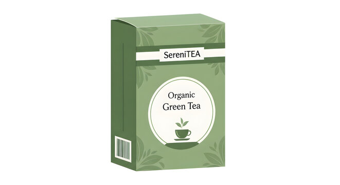 Organic Green Tea Box Packaging Design Template Mockup
