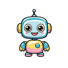 Fototapeta premium Cute Robot Sticker PNG