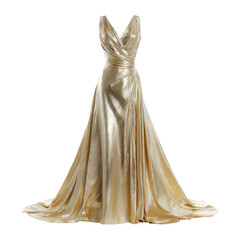Elegant Gold Gown on Transparent Background, Isolated for Display