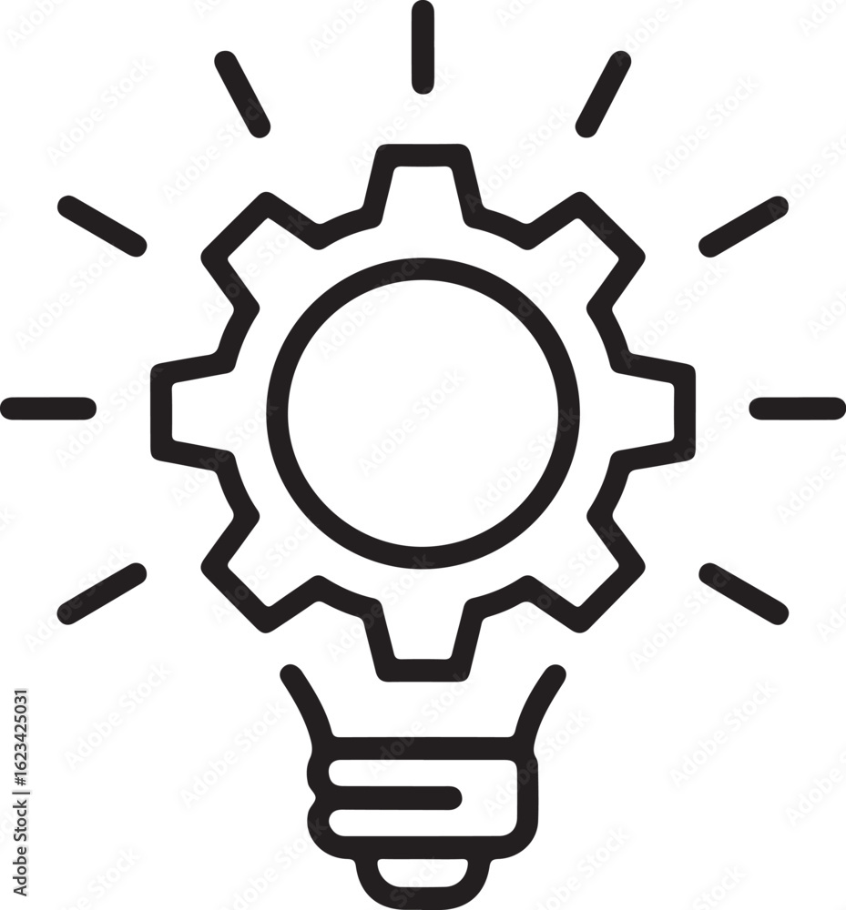 Poster gear inside a lightbulb symbolizing innovation and creative problem solving
