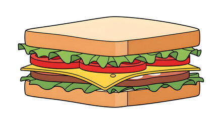 Delicious Sandwich Illustration with Fresh Ingredients and Tasty Layers