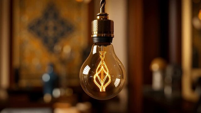 Artistic detail of a stylish filament bulb, captured up close.