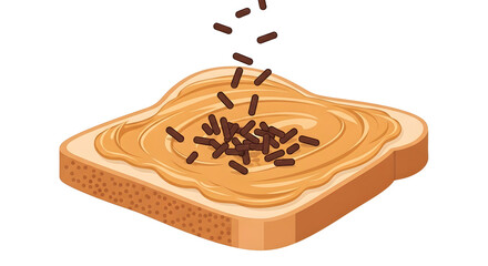 Peanut Butter Toast with Chocolate Sprinkles Illustration