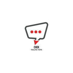 Speech bubble with three dots and a click icon representing communication or messaging