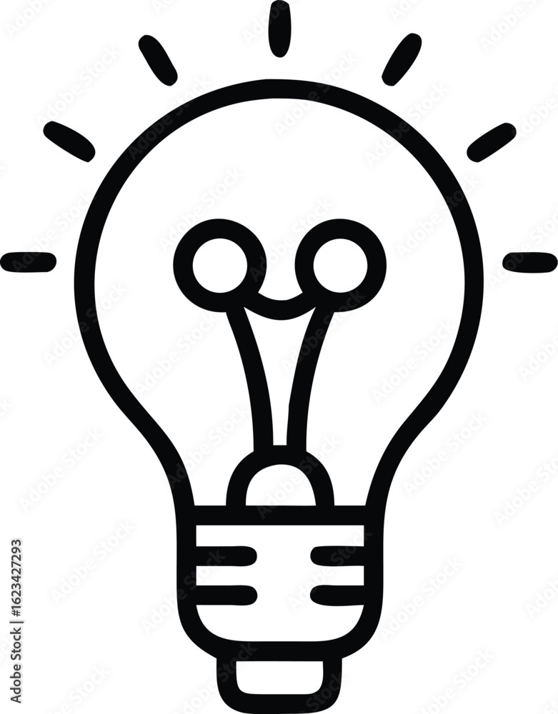 Poster simple outline drawing of a light bulb isolated on transparent background