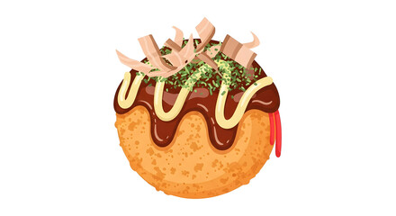 Delicious Takoyaki Ball Illustration Japanese Street Food Icon