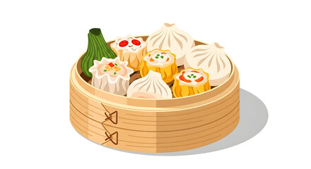 Dim Sum Steamer: Asian Cuisine Delights in Bamboo Basket