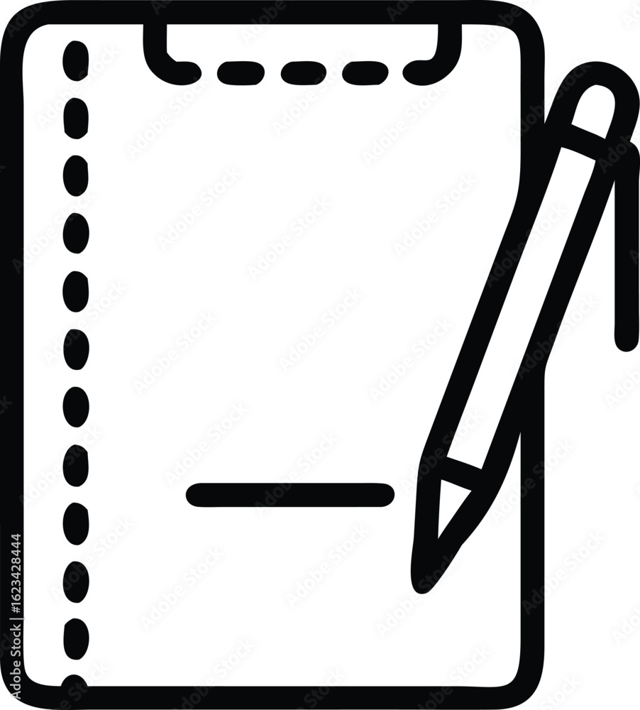 Poster simple icon of a notebook and pencil isolated on transparent background