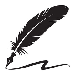 Black Silhouette Of A Quill Pen Drawing A Curved Line
