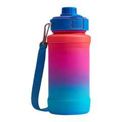 Colorful Water Bottle with Gradient Design on Transparent Background