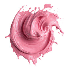 Vibrant Pink Paint Swirl Isolated on Transparent Background