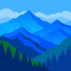 The serene blue ridge mountains vector landscape background.