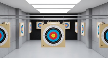 Indoor Archery Range Targets and Equipment for Practice Shooting
