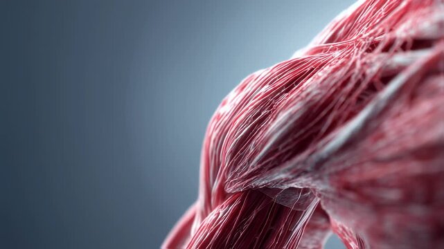 Detailed timelapse focusing on the disappearance of fat deposits and muscle mass in cachexia with soft grey gradient transition.