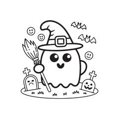 Bold and Easy Cozy Halloween Coloring Pages, Vector Illustration, Black and White, Halloween, Coloring Pages, Bold and Easy Halloween Printable, Halloween holiday, Cozy Halloween Coloring Page,