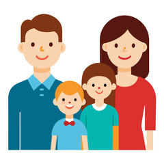 Happy family with baby vector on white background.