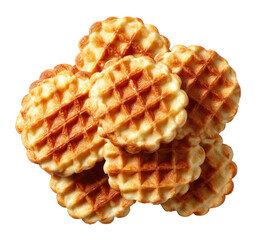 Cluster of golden-brown, small waffles