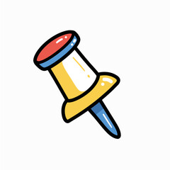 Colorful push pin icon in illustration style with vibrant colors  