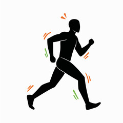 Running silhouette of a person in dynamic movement with motion lines  