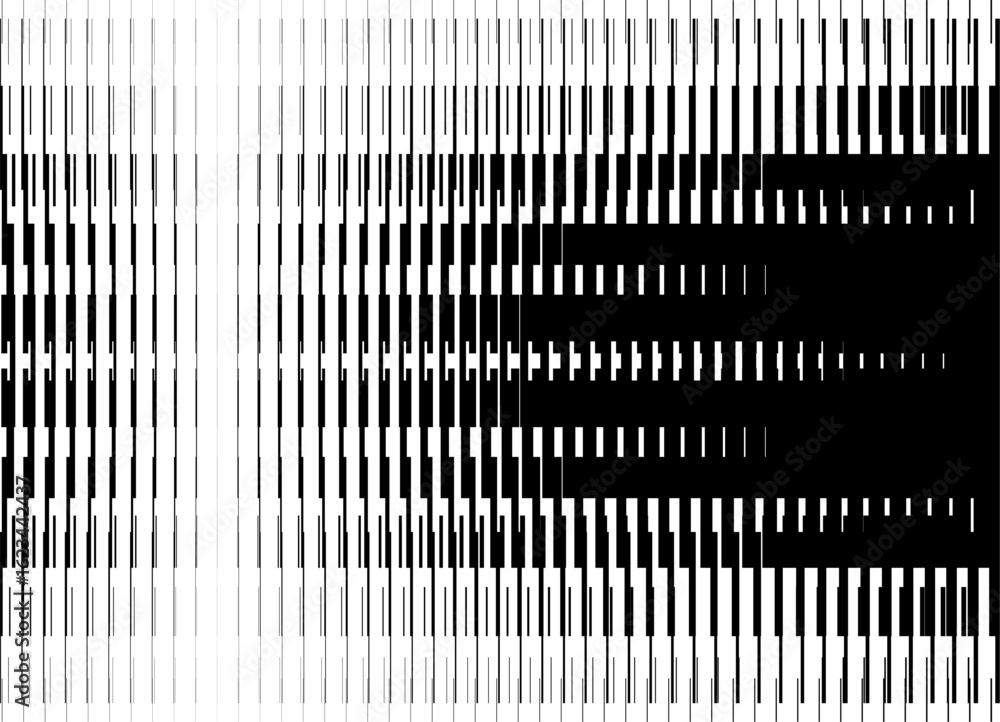 Poster striped vector pattern of black broken lines on a white background. technological design element. st