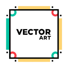 A vector frame for text is set against a modern art icon on white background.