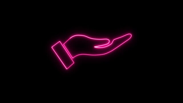 glowing neon motion outline of an open hand, hand motion