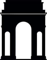 Grand doorway silhouette showing elegant handles in classical vector form