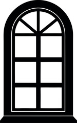Bell tower shown with simplified structure in black silhouette presentation