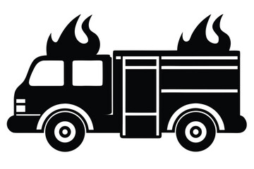 fire truck vector icon silhouette illustrations
