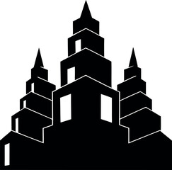 Chimney stack rendered in stylized architectural silhouette black vector