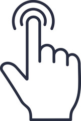 Vector art of hand finger pointing and touching, representing a click or tap action, isolated on white background