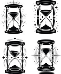 Hourglass Vector Set, Time Passing Sand Timer Symbol Collection.