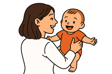 Vector illustration of a mother talking with her child, smiling