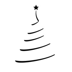 Aesthetic Christmas Tree Line Art Vector