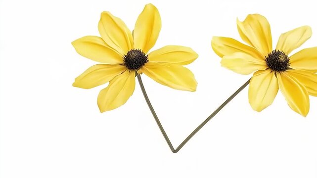 Delicate Yellow Rudbeckia Flowers on White Background Showcasing Natural Beauty