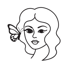 Woman Face With Butterfly Silhouette