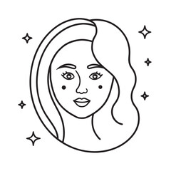 Celestial Female Line Art Silhouette