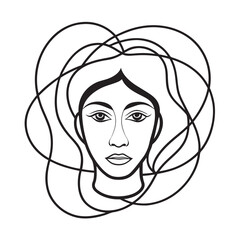 Fading Abstract Woman Face Silhouette