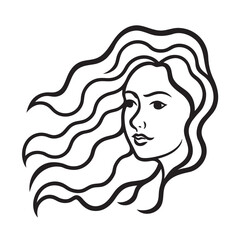 Flowing Hair Abstract Face Silhouette