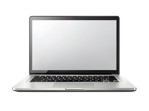 Open laptop computer isolated on transparent background
