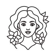 Elegant Woman Face With Flowers Silhouette